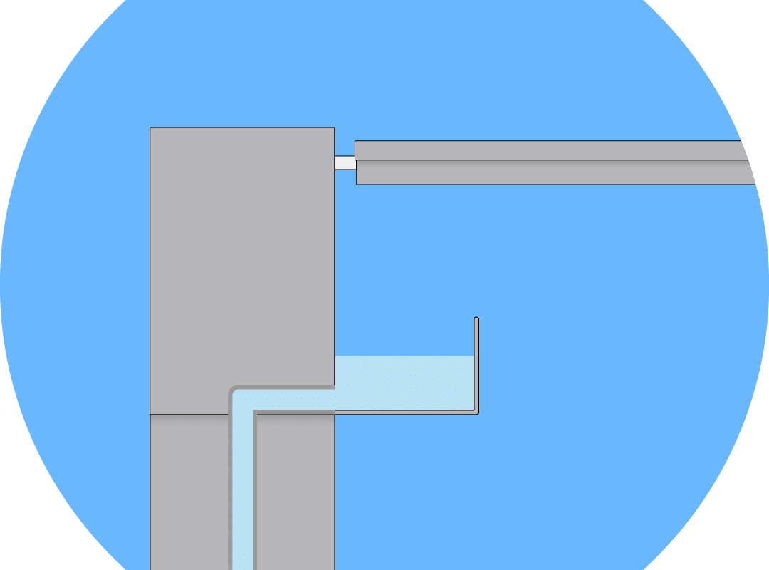 A diagram of integrated guttering found in a pergola from Caribbean Blinds.